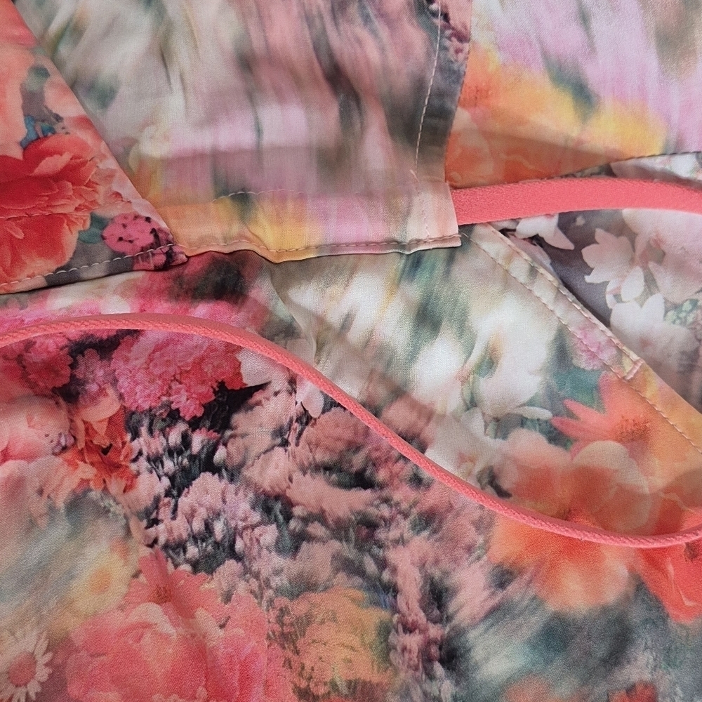 Athleta Multicolor Floral Print Romper - Coral, Yellow, Blue - Picture 9 of 14
